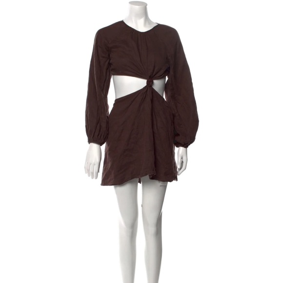 DISSH | Dresses | Dissh Linen Brown Cut Out Mini Dress Sz | Poshmark